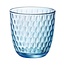 Bormioli Rocco 12x stuks waterglazen blauw transparant met relief 290 ml - Glazen - Drinkglas/waterglas/sapglas