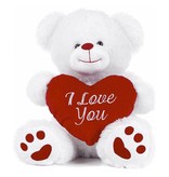 Paws Witte Beer met Rood Hart 'I Love You' 27 cm - Valentijn pluche knuffel