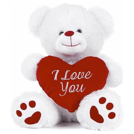 Paws Witte Beer met Rood Hart 'I Love You' 27 cm - Valentijn pluche knuffel