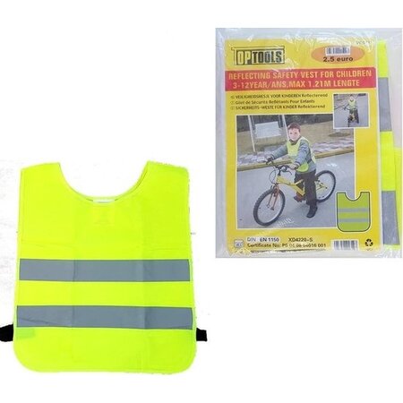 Merkloos Fluorescerend Geel Reflecterend Wegenbouw Veiligheidsvest voor Kinderen - One size fits all | Fluorescerend | Veiligheids Vest | Kids Veiligheidshesje | Werkkleding | Hesje voor Klussen | Veiligheid | Pech | Fluor | Werkkleding en Bescherming | Kind