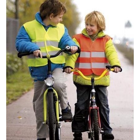 Merkloos Fluorescerend Geel Reflecterend Wegenbouw Veiligheidsvest voor Kinderen - One size fits all | Fluorescerend | Veiligheids Vest | Kids Veiligheidshesje | Werkkleding | Hesje voor Klussen | Veiligheid | Pech | Fluor | Werkkleding en Bescherming | Kind