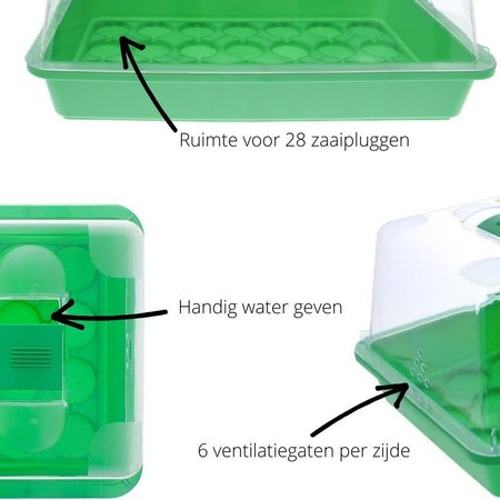 Romberg Romberg kweekkas voor moestuin - groen & transparant - kweekbak - 38x24x19 cm - propagator - terrarium