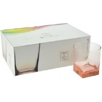 Pasabahce Carre - Roze Whiskyglazen - Set van 6 - 310 ml