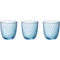 6x stuks waterglazen blauw transparant met relief 290 ml - Glazen - Drinkglas/waterglas/sapglas