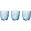 Bormioli Rocco 6x stuks waterglazen blauw transparant met relief 290 ml - Glazen - Drinkglas/waterglas/sapglas