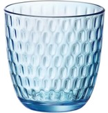 Bormioli Rocco 6x stuks waterglazen blauw transparant met relief 290 ml - Glazen - Drinkglas/waterglas/sapglas