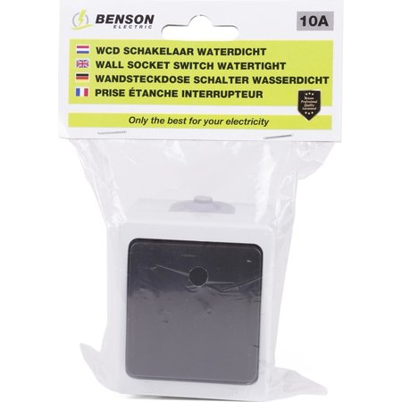 Benson Benson Wandcontactdoos - Schakelaar - 10 A - Spatwaterdicht