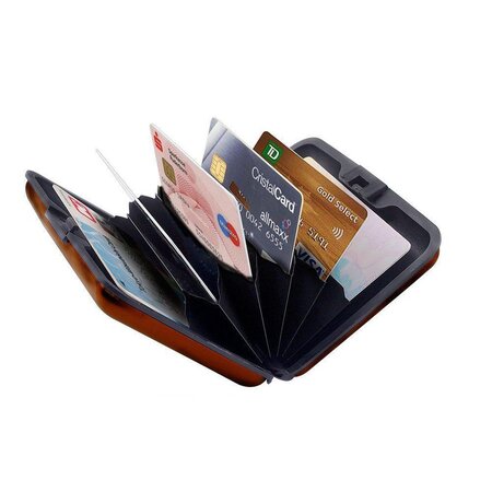 Merkloos Premium Lichtgewicht Alu Wallet Portemonnee Pashouder - Bruin - | Portemonnees | Anti Skimming | Creditcardhouder | Geldknip | Pasjeshouder