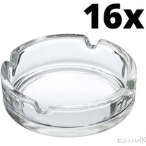 ESTARK® 16 x Asbak Glas - Standaard - Glazen Asbakken - Ashtray - Horeca - Café - 9 cm - Tafel Asbak - 16 STUKS