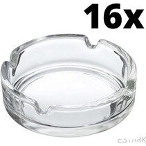 ESTARK® 16 x Asbak Glas - Standaard - Glazen Asbakken - Ashtray - Horeca - Café - 9 cm - Tafel Asbak - 16 STUKS