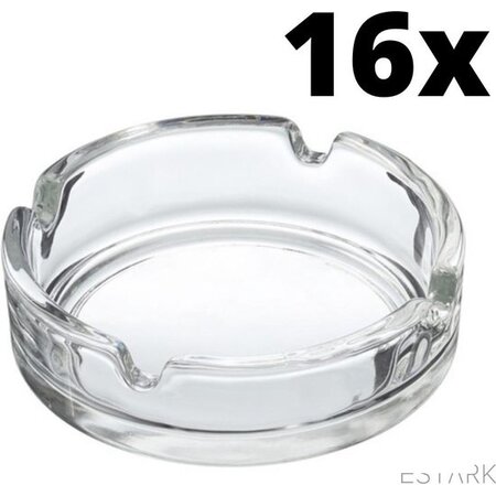 Vivalto ESTARK® 16 x Asbak Glas - Standaard - Glazen Asbakken - Ashtray - Horeca - Café - 9 cm - Tafel Asbak - 16 STUKS