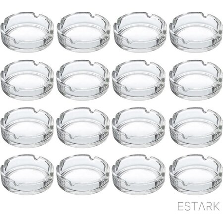 Vivalto ESTARK® 16 x Asbak Glas - Standaard - Glazen Asbakken - Ashtray - Horeca - Café - 9 cm - Tafel Asbak - 16 STUKS
