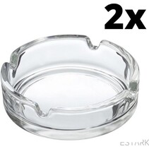 ESTARK® 2 x Asbak Glas - Standaard - Glazen Asbakken - Ashtray - Horeca - Café - 9 cm - Tafel Asbak - 2 STUKS