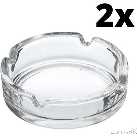 Vivalto ESTARK® 2 x Asbak Glas - Standaard - Glazen Asbakken - Ashtray - Horeca - Café - 9 cm - Tafel Asbak - 2 STUKS