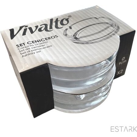 Vivalto ESTARK® 2 x Asbak Glas - Standaard - Glazen Asbakken - Ashtray - Horeca - Café - 9 cm - Tafel Asbak - 2 STUKS