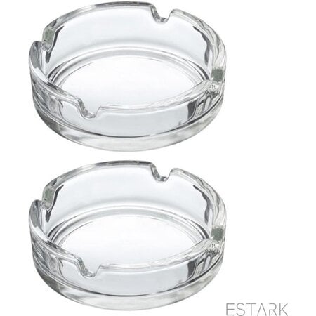 Vivalto ESTARK® 2 x Asbak Glas - Standaard - Glazen Asbakken - Ashtray - Horeca - Café - 9 cm - Tafel Asbak - 2 STUKS