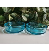 Jean Products Set van 2 blauwe glazen asbakken