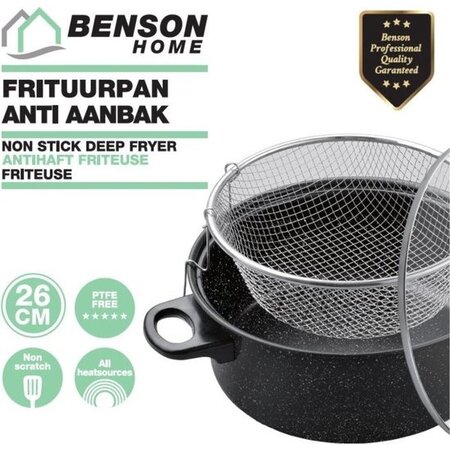 Benson Benson Frituurpan met Korf - Ø 26 cm - Carbonstaal met Marmer Coating