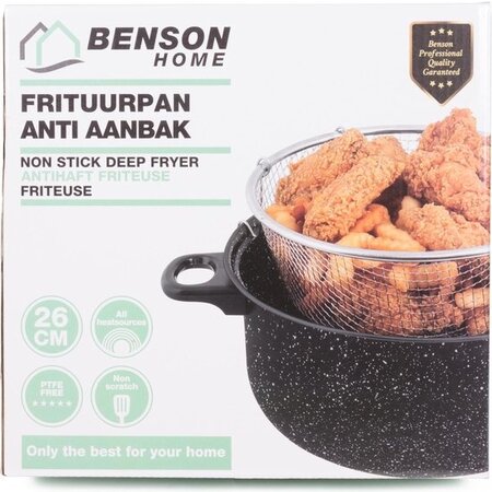 Benson Benson Frituurpan met Korf - Ø 26 cm - Carbonstaal met Marmer Coating