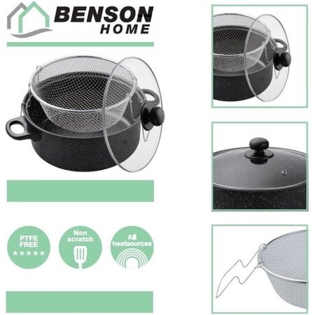 Benson Benson Frituurpan met Korf - Ø 26 cm - Carbonstaal met Marmer Coating