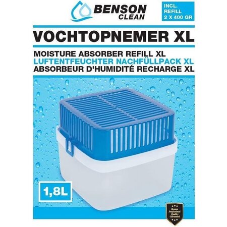 Benson Benson XL Vochtopnemer - 1.8 liter - 2 x 400 gram - 15 x 16 x 16 cm