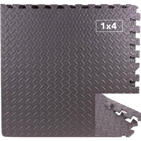 Benson Fitnessmat - Puzzelmat - Sportmat - Yogamat - 4 stuks - 60x60x1,2 cm - Antraciet grijs zacht- Totaal 120x120cm