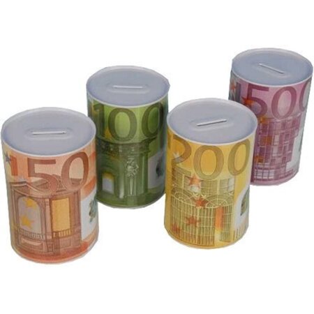 Benson Eurospaarpot - Blikken Spaarpot - Enkel te openen met een blikopener - 8,5 x 12 cm