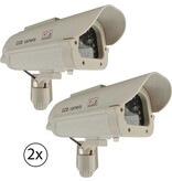 Merkloos set van 2 stuks dummy beveiligingscamera xl - namaak camera - nep bewakingscamera