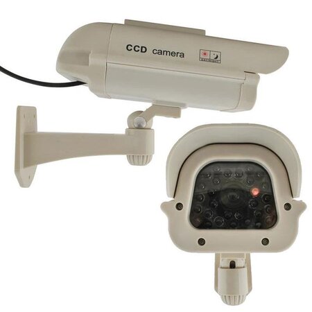 Merkloos set van 2 stuks dummy beveiligingscamera xl - namaak camera - nep bewakingscamera