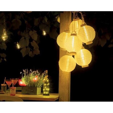 Alma Garden Alma Garden Tuinlampionnen op Zonne-Energie 3 Stuks 20 cm – Polyester – Wit