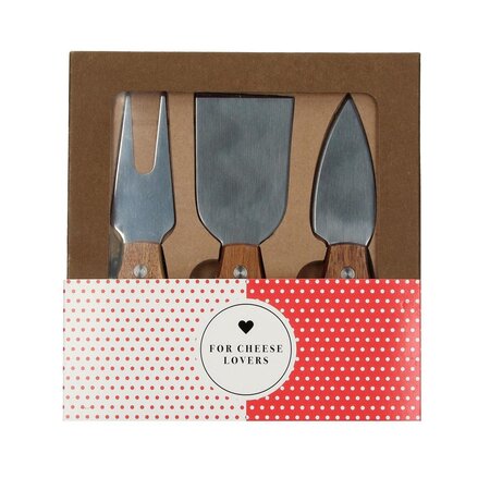 Boska For Cheese Lovers Kaas set van RVS met Parmezaan Mes, Kaasvork, en Breed mes – 14x5x1cm | Roestvrijstalen messen set voor de Kaas | Kaasplankjes Snijd set