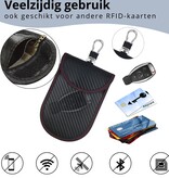 Merkloos 2x Rfid auto keyless beschermhoes autosleutel - Zwart - Carbon - 2 stuks - anti diefstal - keyless entry - anti diefstal - met haak - autosleuteltasje - sleuteltasje - veiligheid - car security - antidiefstal - anti skim - etui - antiskim - blocker