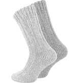 Norweger Warme Noorse Wollen sokken - 2 paar - maat 43-46 - Grijs - Dikke Huissokken met Schapenwol - Wintersokken Dames/Heren
