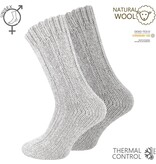 Norweger Warme Noorse Wollen sokken - 2 paar - maat 35-38 - Grijs - Dikke Huissokken met Schapenwol - Wintersokken Dames/Heren