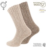 Norweger Warme Noorse Wollen sokken - Wintersokken - maat 35-38 - 2 paar - Bruin - Dikke Huissokken met Schapenwol