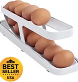 Gadget Master Rollende Eierhouder voor Koelkast - Eierdoos -Eierhouder- Eierrek - Koelkast Organizer - voor 12-14 eieren
