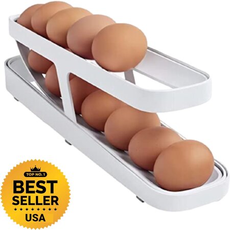Gadget Master Rollende Eierhouder voor Koelkast - Eierdoos -Eierhouder- Eierrek - Koelkast Organizer - voor 12-14 eieren