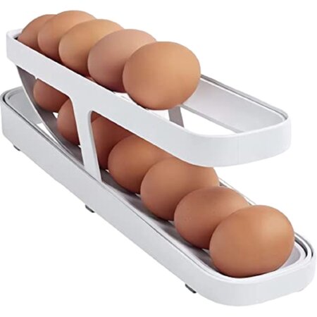 Gadget Master Rollende Eierhouder voor Koelkast - Eierdoos -Eierhouder- Eierrek - Koelkast Organizer - voor 12-14 eieren