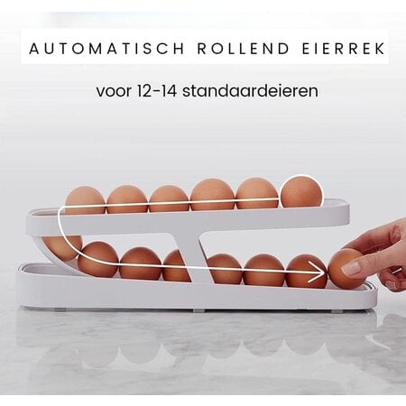 Gadget Master Rollende Eierhouder voor Koelkast - Eierdoos -Eierhouder- Eierrek - Koelkast Organizer - voor 12-14 eieren