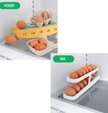 Gadget Master Rollende Eierhouder voor Koelkast - Eierdoos -Eierhouder- Eierrek - Koelkast Organizer - voor 12-14 eieren