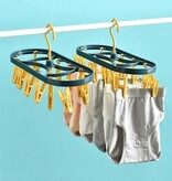 Merkloos Set van 2 Magic Ondergoed Wasknijper Hanger - Opvouwbare Waslijn - 12 Wasknijpers - Kleerhanger