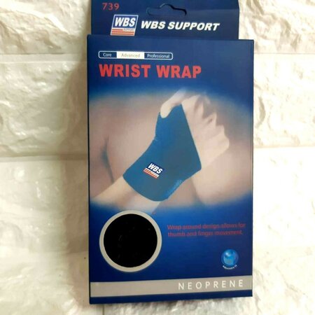 WBS Support Wrist wrap - Polsbandage Fitness - Compressie - Steunt spieren en gewrichten - One size - Zwart