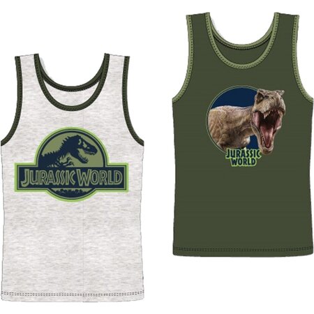 Jurassic World 2 pack Jongens onderhemden - Jurassic World - Grijs/Groen - Maat 122/128