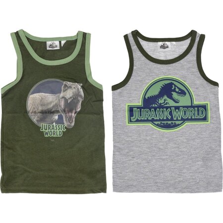 Jurassic World 2 pack Jongens onderhemden - Jurassic World - Grijs/Groen - Maat 122/128