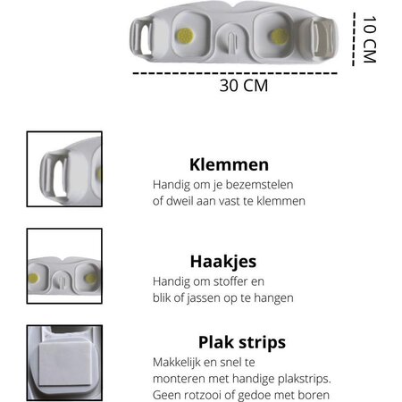 Banzaa Bezemhouder - Bezem ophangsysteem 3 haken - Wit