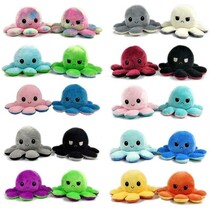 2 stuks -Octopus Mood knuffel - Blij/Boos knuffel - Omkeerbaar - Emotie knuffel - Kleur Assorti