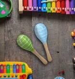 Relaxdays Relaxdays sambabal voor kinderen - rammelaar - set van 2 - hout - maracas - blauw/groen