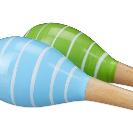 Relaxdays Relaxdays sambabal voor kinderen - rammelaar - set van 2 - hout - maracas - blauw/groen
