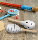 Relaxdays Relaxdays sambabal voor kinderen - set van 2 - maracas - hout - rammelaar - wit