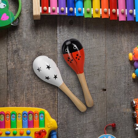 Relaxdays Relaxdays sambaballen kinderen - set van 2 - muziekspeelgoed - maracas speelgoed peuter